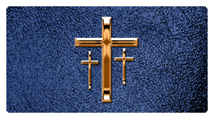 DSC700 517 CP SH BL Copper 3 Crosses Shimmer Blue Background